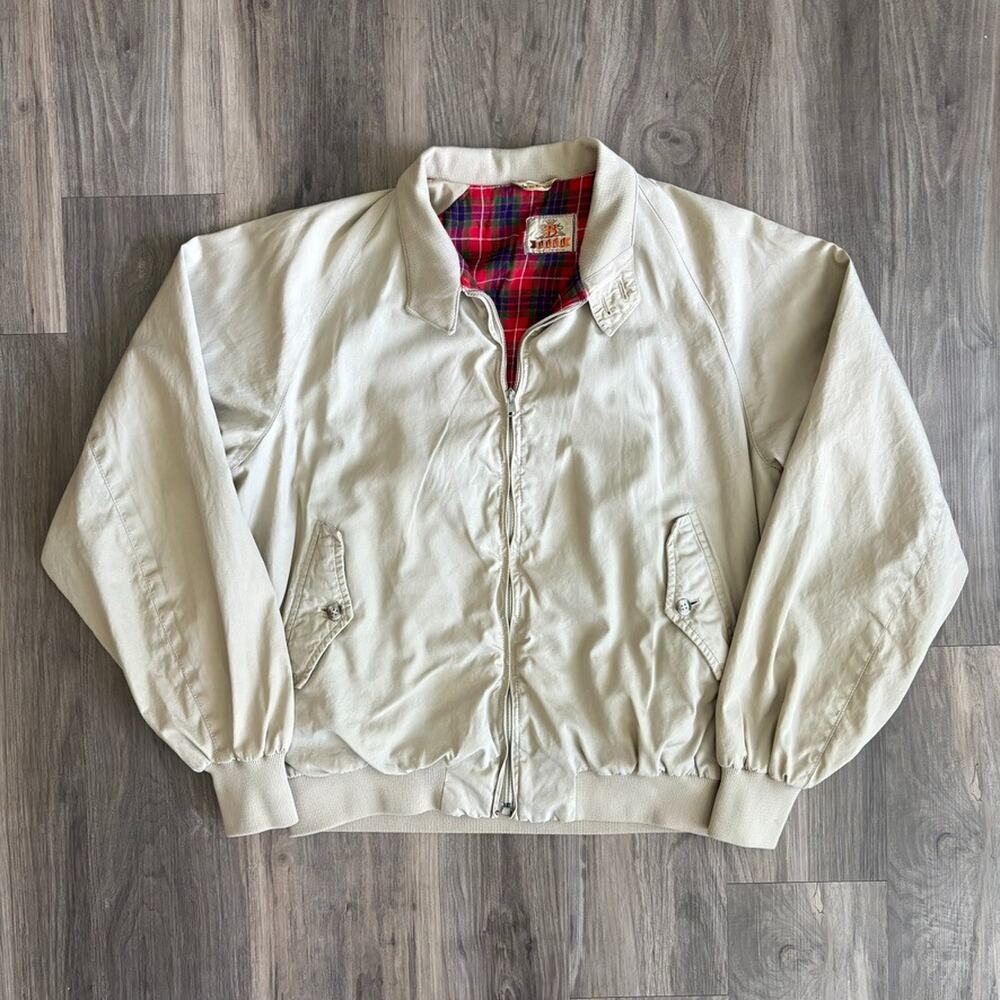 Vintage Baracuta G9 Harrington Jacket Men's Size M Cream Cotton Tartan England - Picture 2 of 8